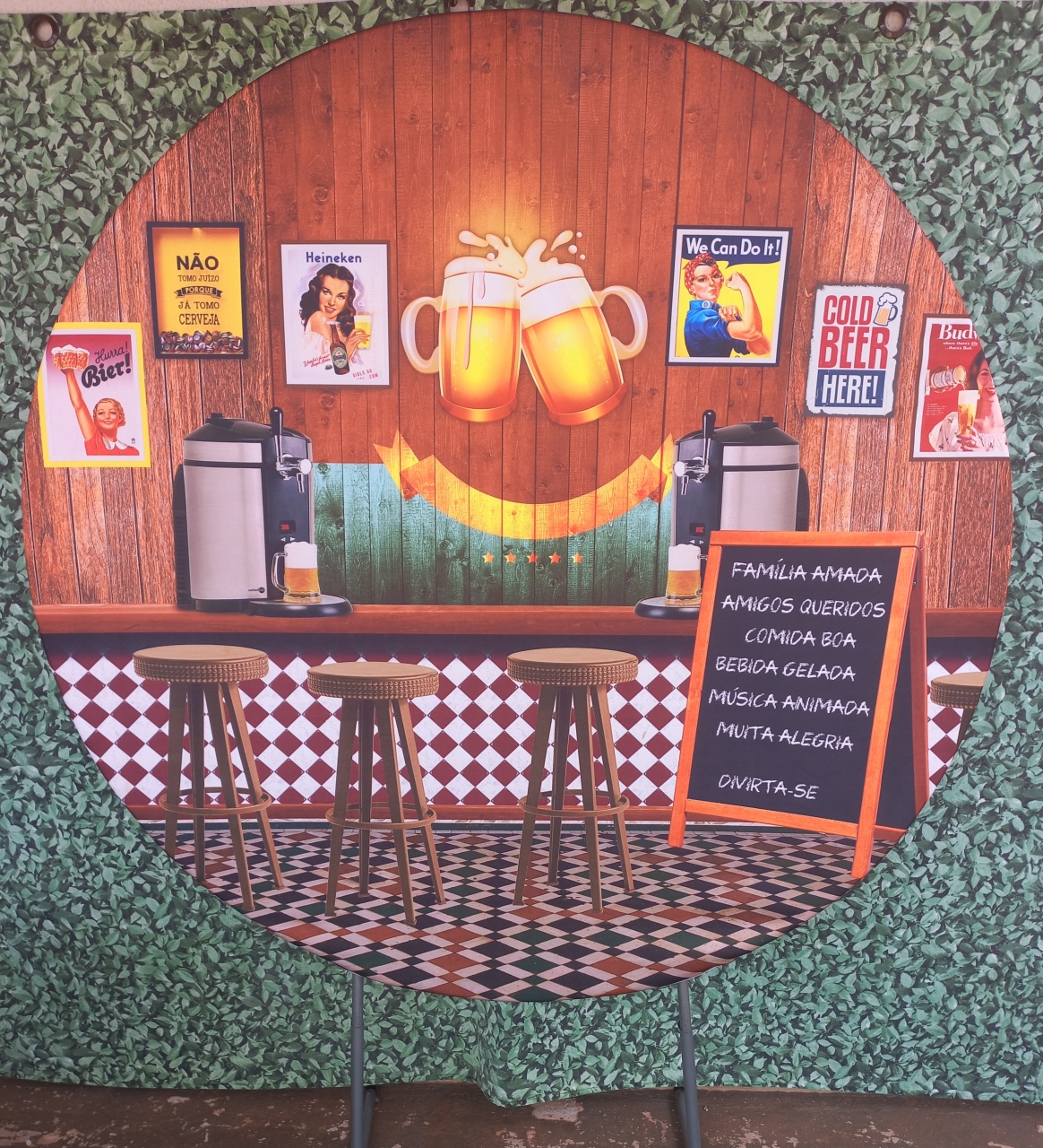 Tecido Painel Redondo Boteco - Silmara Decorações 