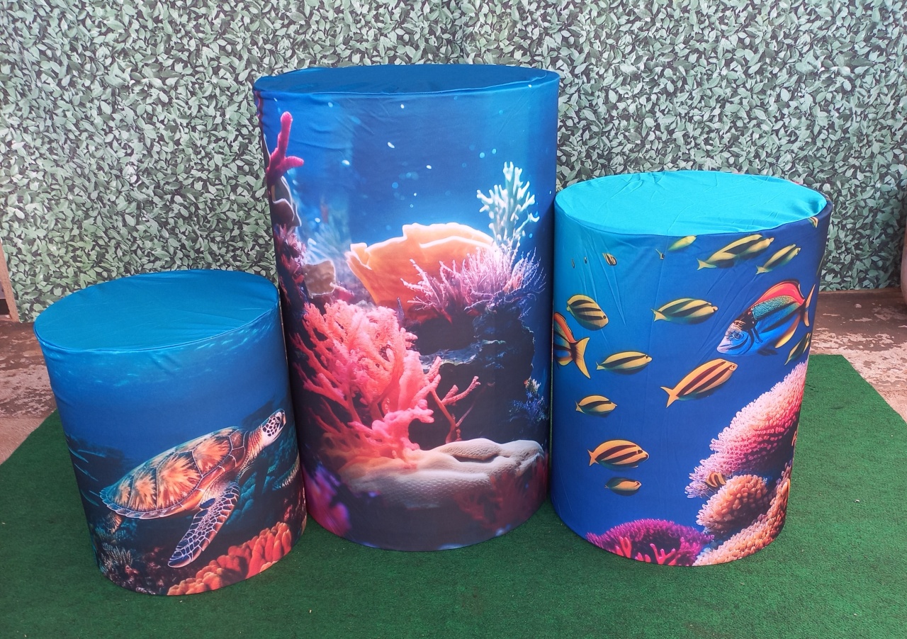 Tecido Capa de Cilindro Fundo Do Mar - Silmara Decorações 