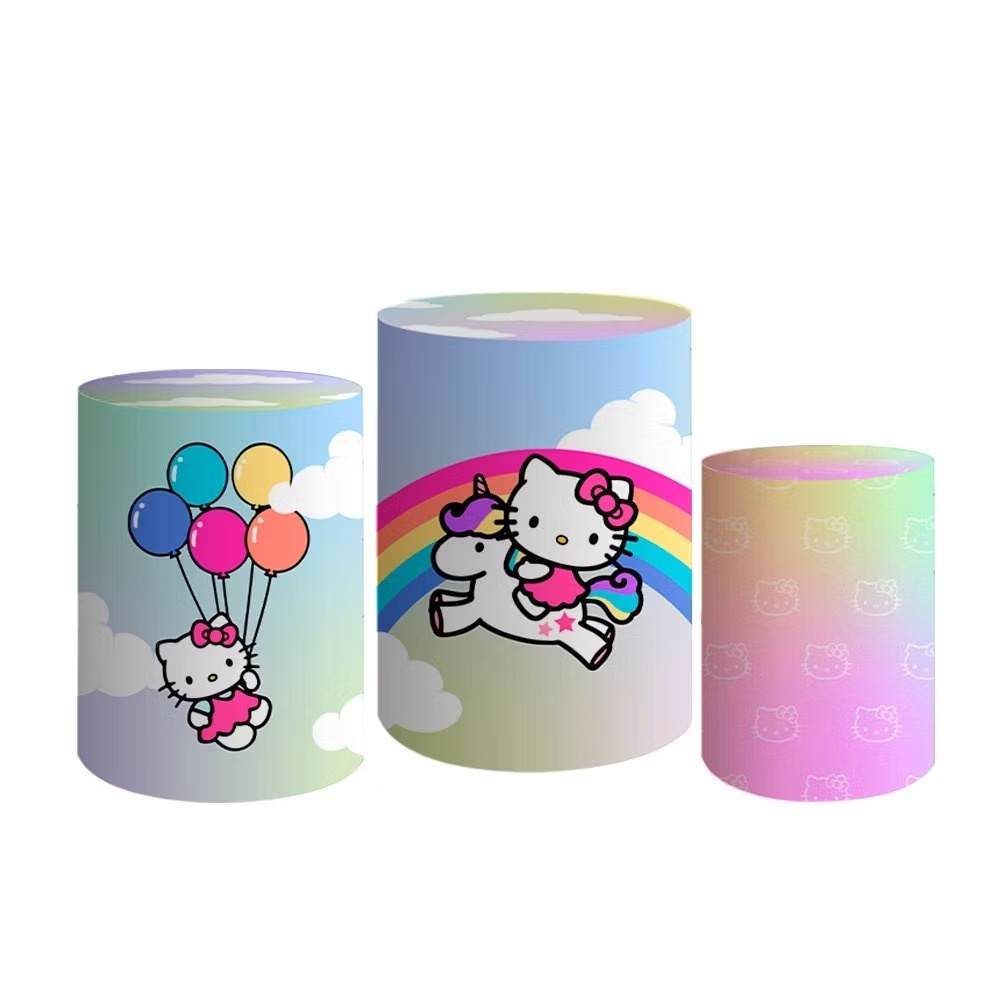 Tecido Capa de Cilindro Hallo Kitty Arco Iris - Silmara Decorações 