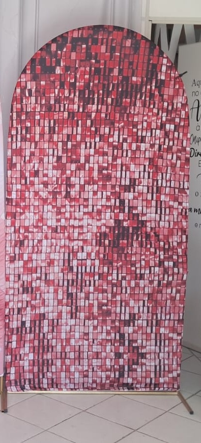 Tecido Painel Romano  Shine Vermelho  - Silmara Decorações 