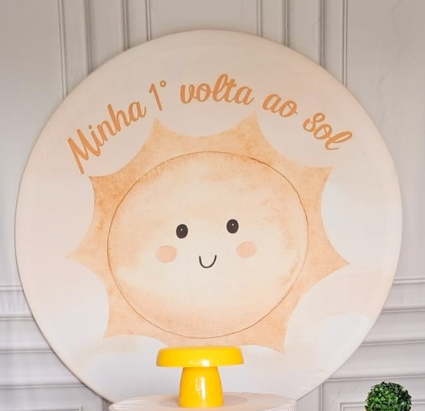 Tecido Painel Redondo Minha 1° Volta Ao Sol - Silmara Decorações 