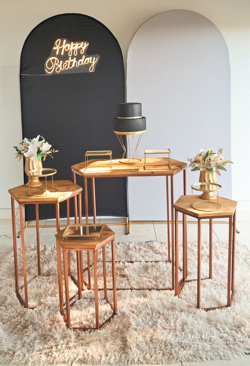 Luxo Preto E Cinza Sextavado - Silmara Decorações 