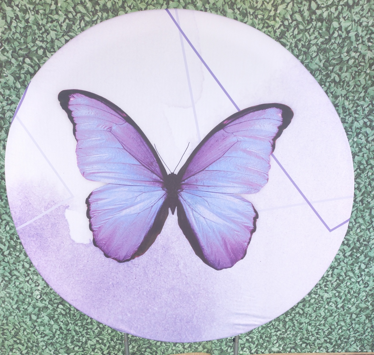 Tecido Painel Redondo Borboleta Lilás - Silmara Decorações 