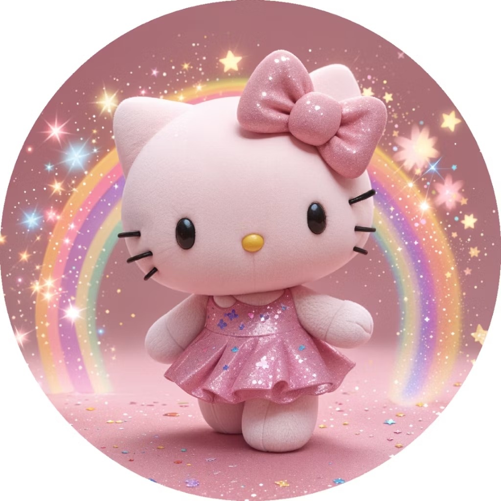 Tecido Painel Redondo Hallo Kitty  - Silmara Decorações 