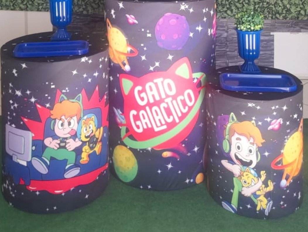 Capa Cilindros Gato Galático  - Silmara Decorações 