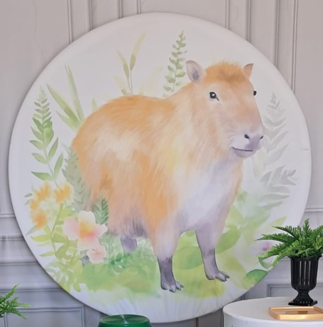 Tecido Painel Redondo Capivara - Silmara Decorações 