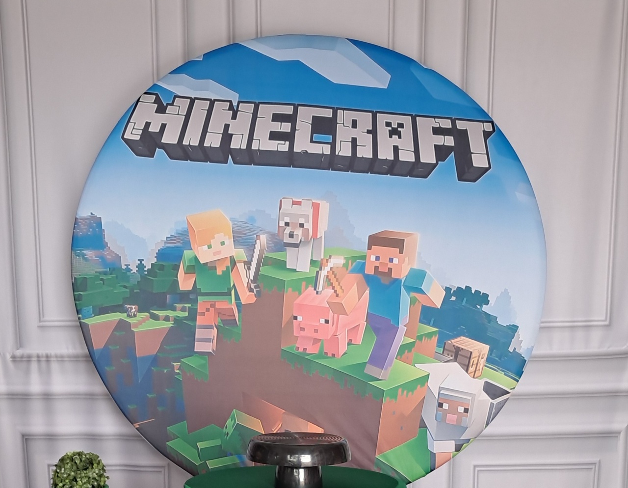 Tecido Painel Redondo Minecraft  - Silmara Decorações 