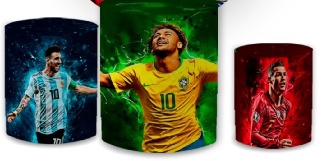 Capa Cilindros [Cristiano,Messi,Neymar] - Silmara Decorações 