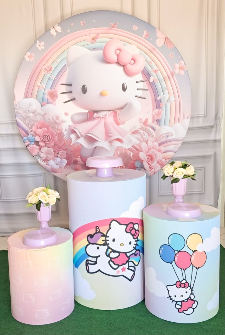 Hallo Kitty  Arco Iris  - Silmara Decorações 