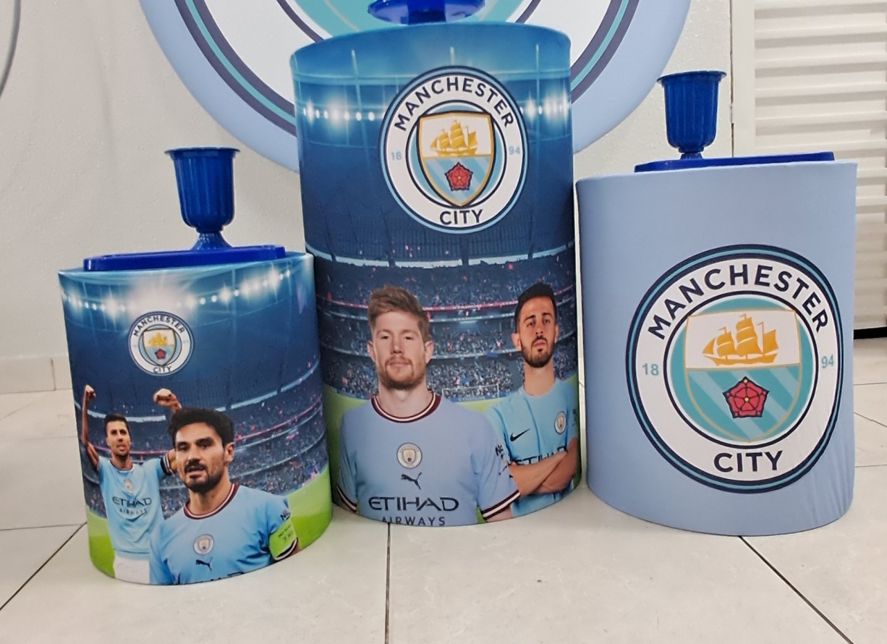 Tecido Capa de Cilindro Manchester City  - Silmara Decorações 