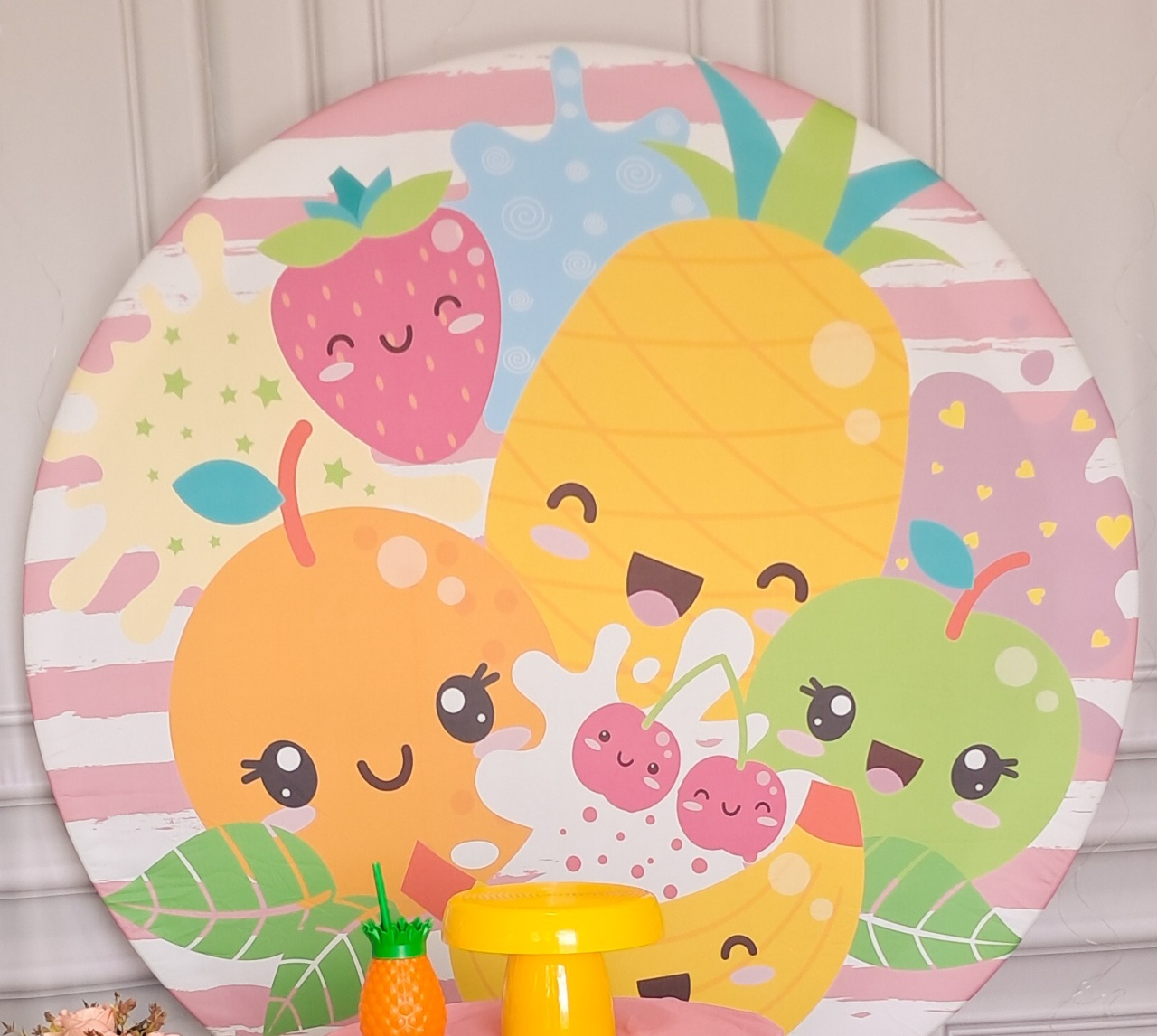 Tecido Painel Redondo Frutas - Silmara Decorações 