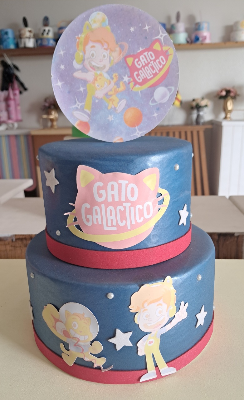 Bolo Cenográfico Gato Galático - Silmara Decorações 