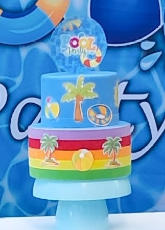 Bolo Cenografico Pool Party - Silmara Decorações 