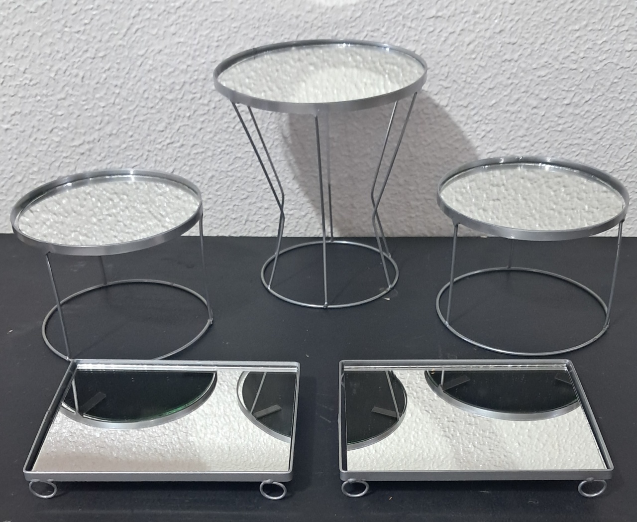 Kit Boleras E Bandejas Espelhadas Prateada - Silmara Decorações 