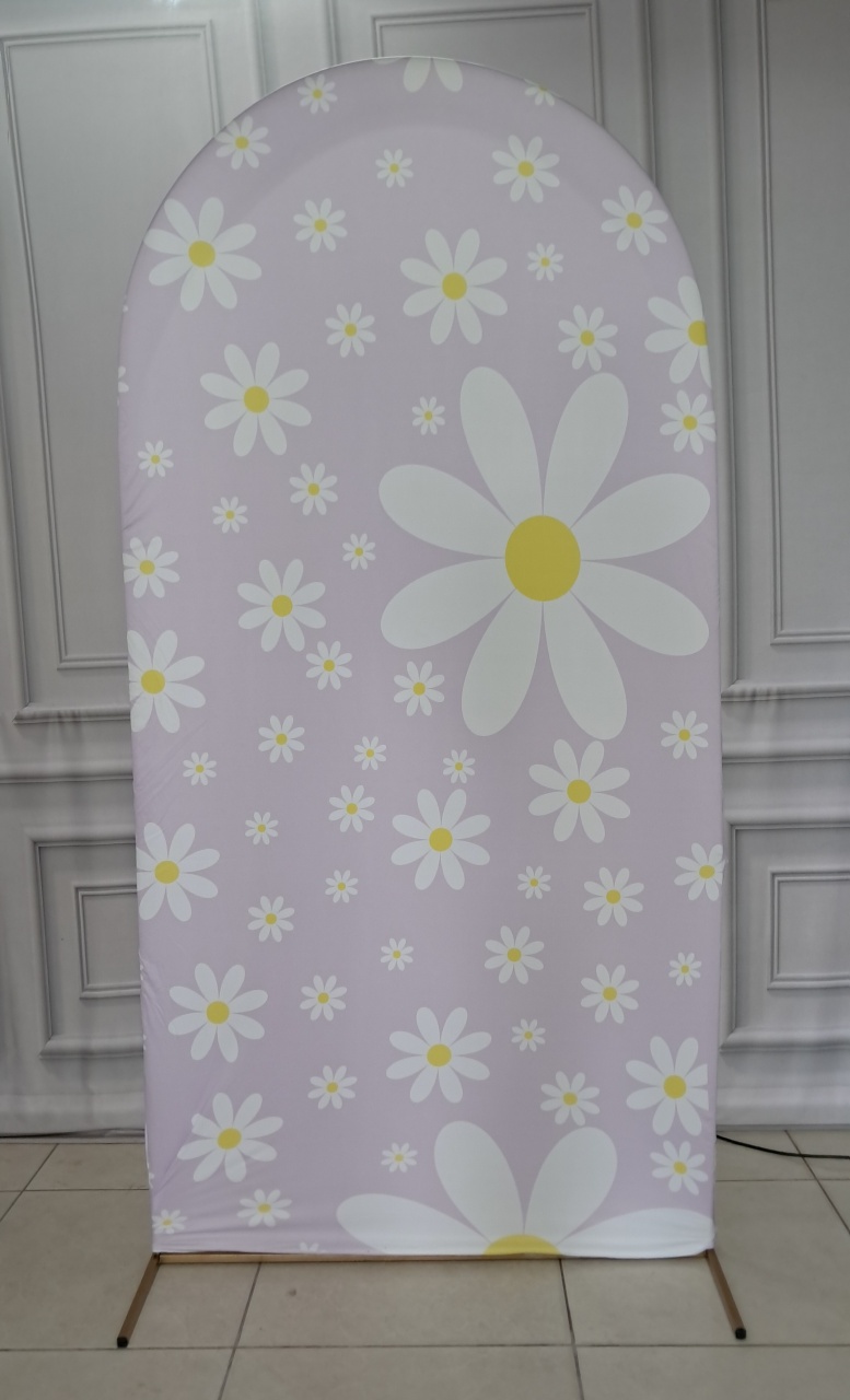 Tecido Painel Romano Margaridas Lilás  - Silmara Decorações 