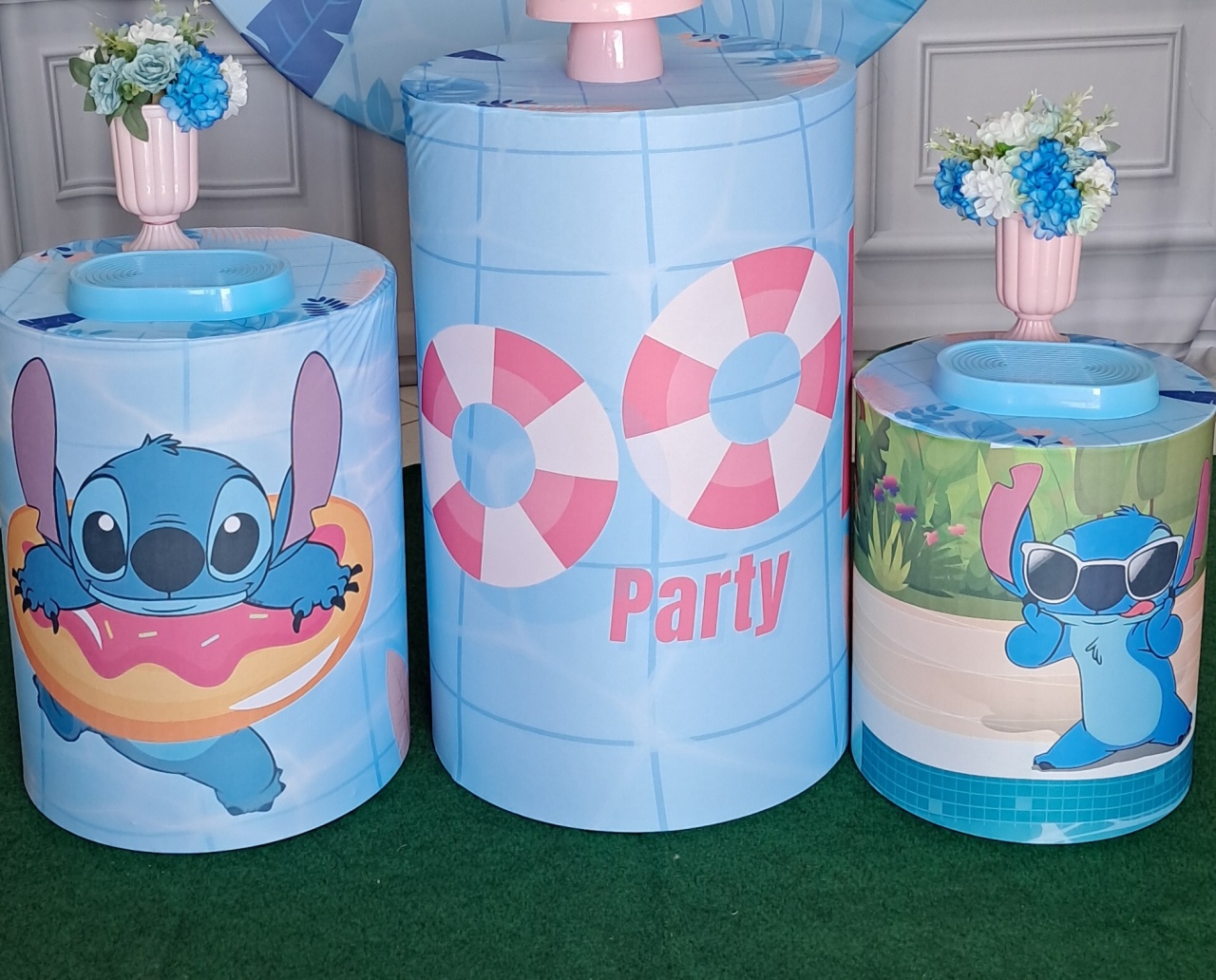 Tecido Capa Cilindros Stitch Pool Party - Silmara Decorações 