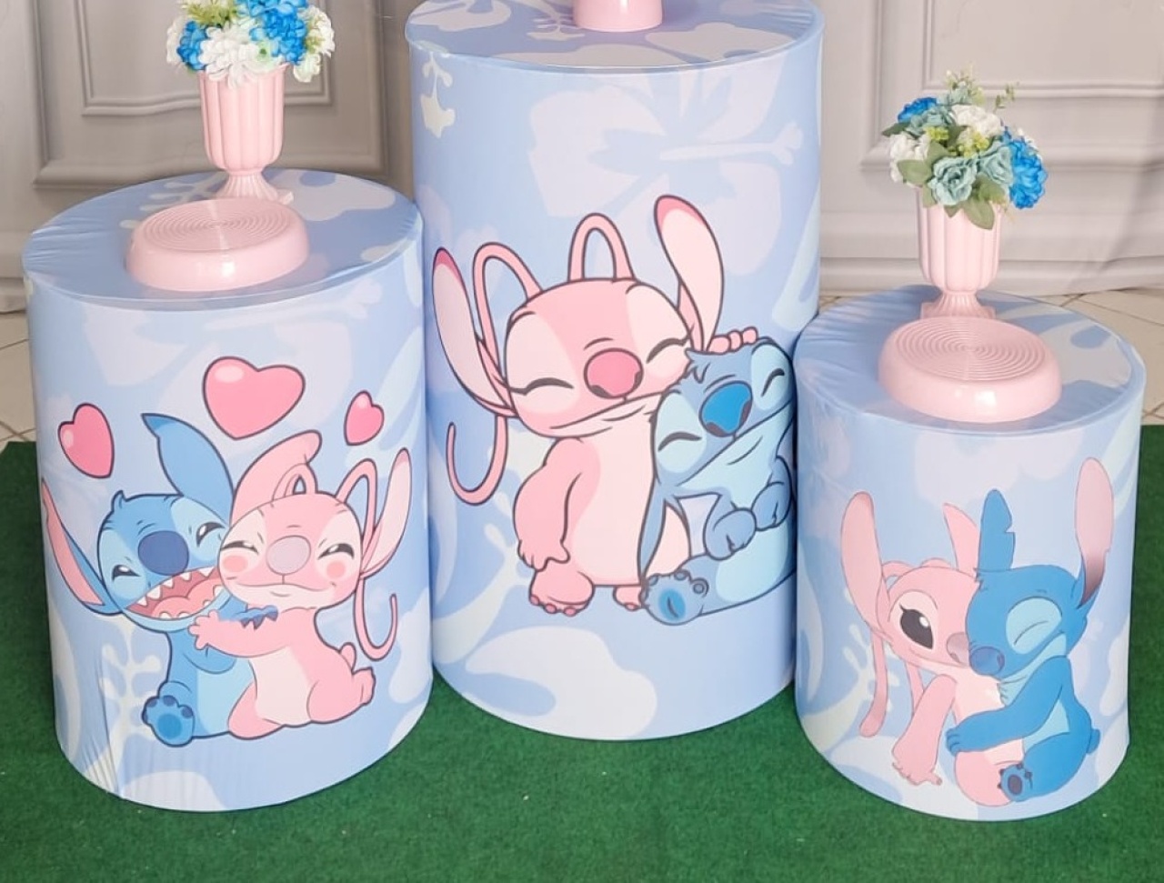Tecido Capa de Cilindro Stitch E Angel - Silmara Decorações 