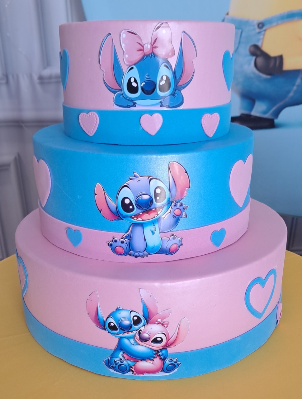Bolo Cenografico Stitch E Angel - Silmara Decorações 
