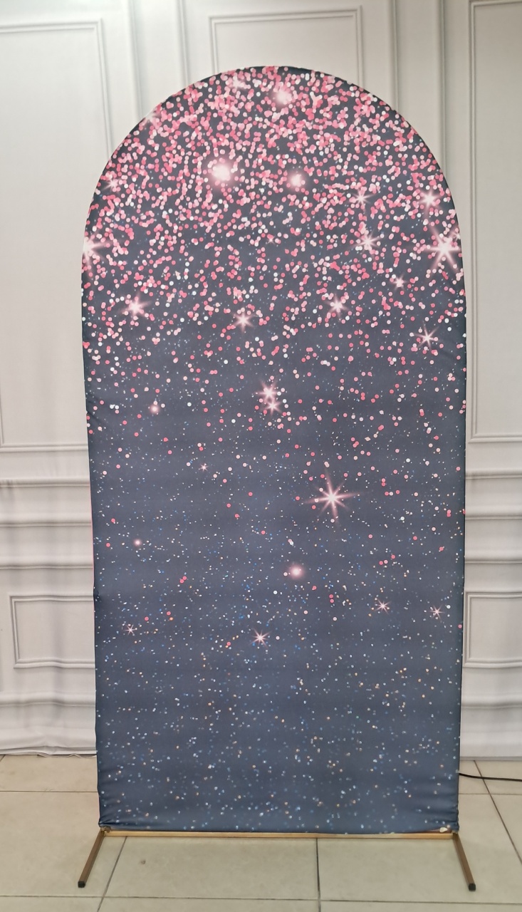 Tecido Painel Romano Prero Com Detalhes Rosa - Silmara Decorações 