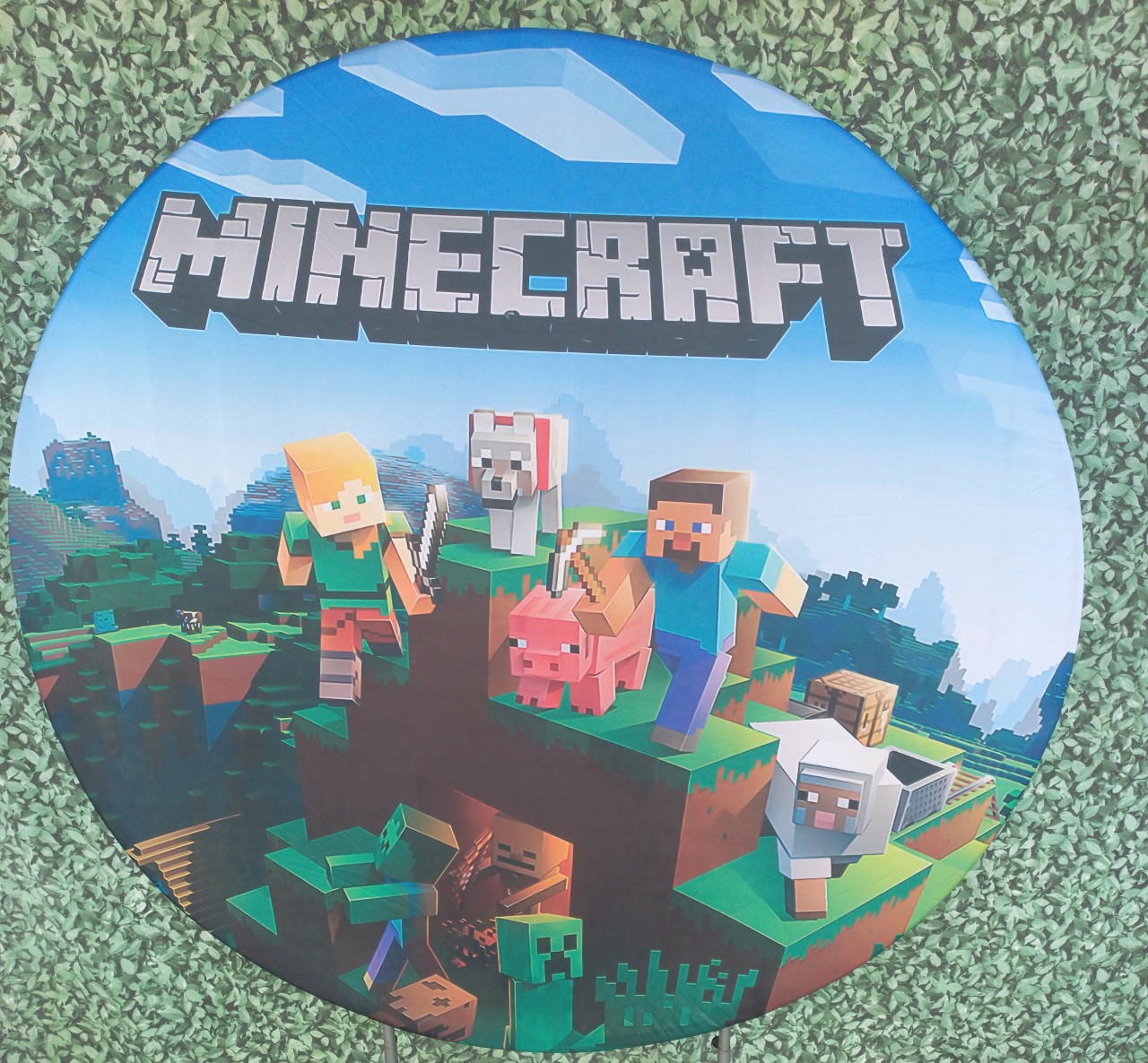 Tecido Painel Redondo Minecraft - Silmara Decorações 