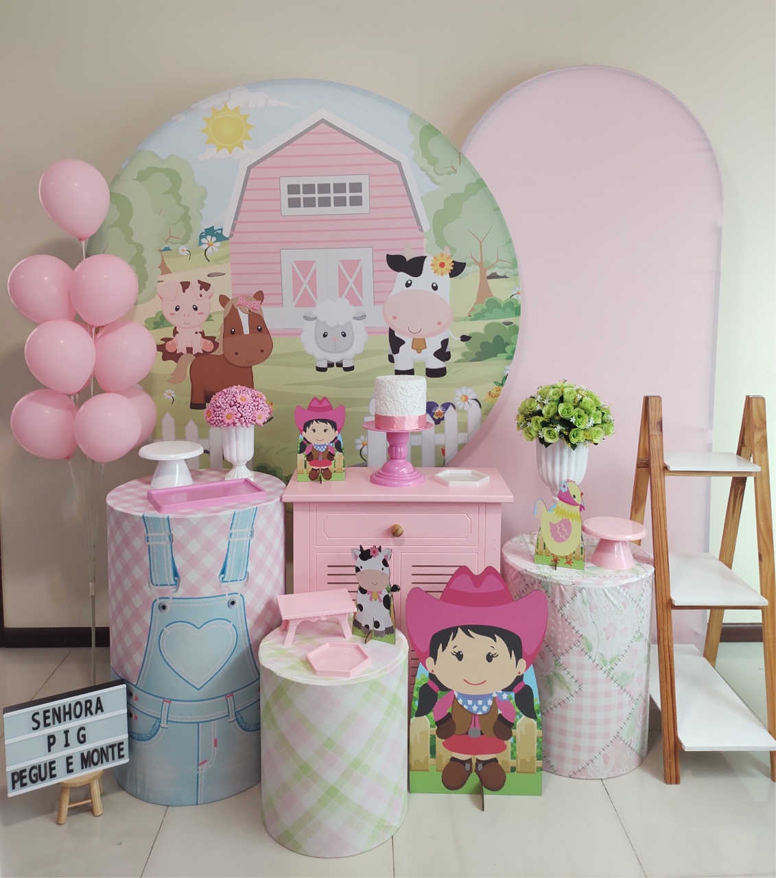 Fazendinha Rosa Kit 3  - Senhora Pig Pegue e Monte 