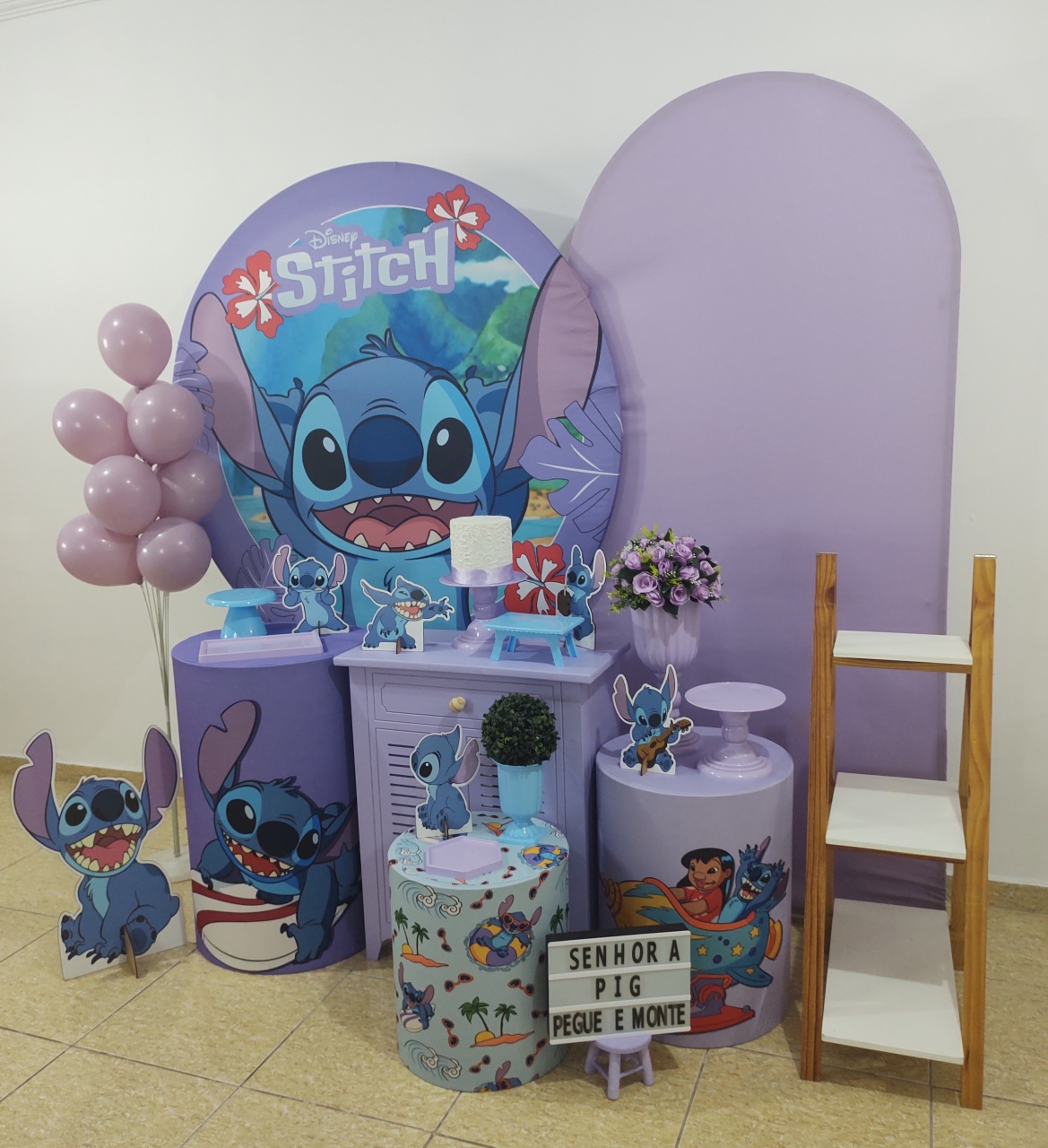 Stitch Lilás Kit 3 - Senhora Pig Pegue e Monte 