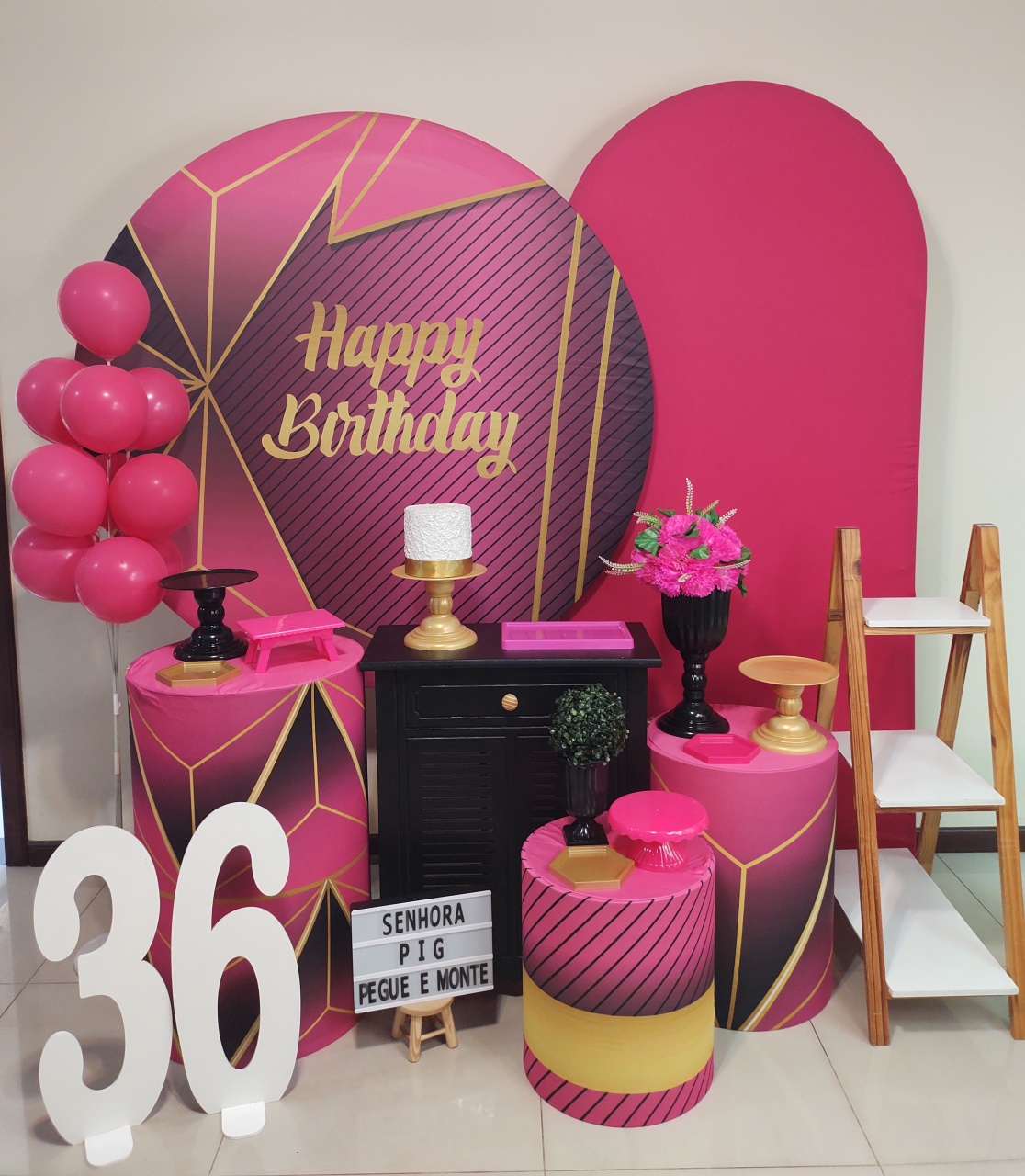Happy Birthday Pink Kit 3 - Senhora Pig Pegue e Monte 