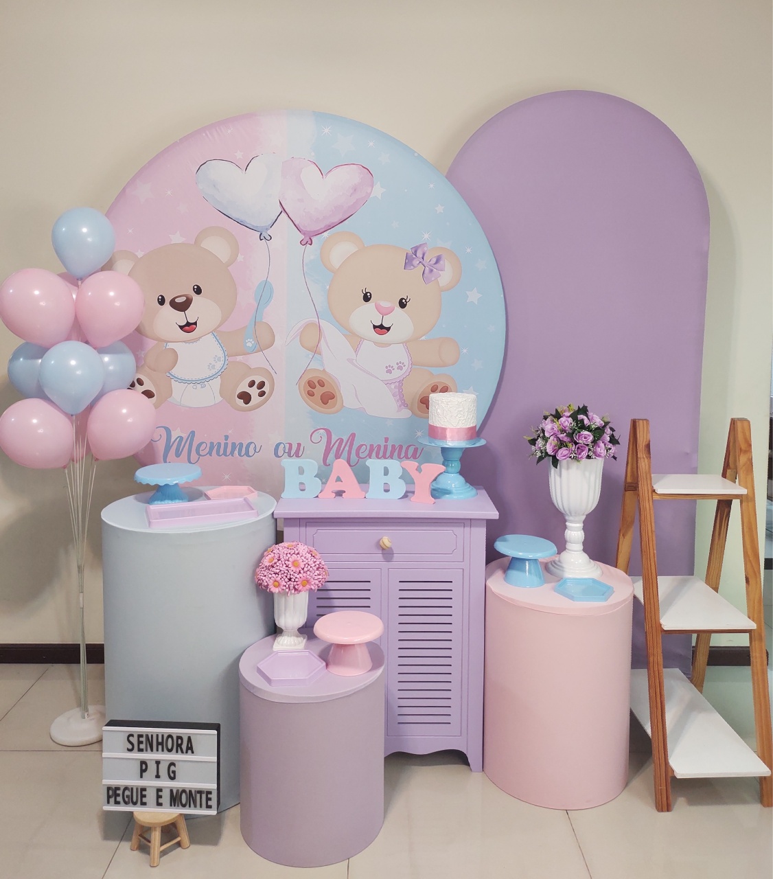 Chá Menino Ou Menina Kit 3 - Senhora Pig Pegue e Monte 