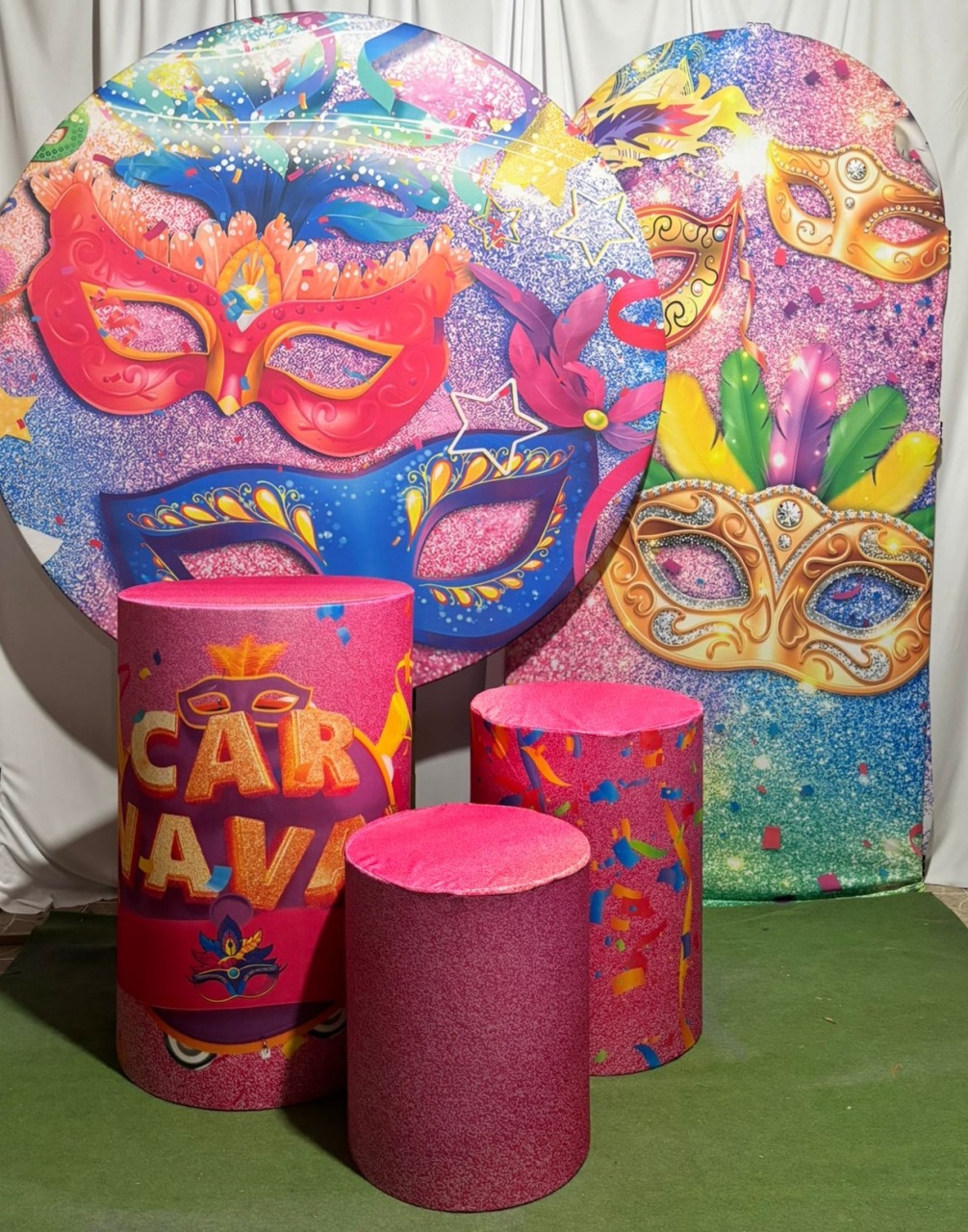 Kit Sublimado Carnaval Rosa/ Romano E Redondo Pegue E Monte - RM Festas