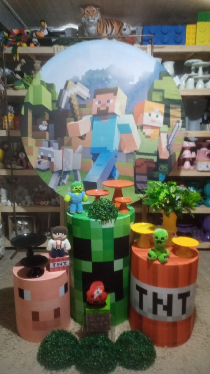 Kit Sublimado Minecraft Menino Painel Redondo - RM Festas