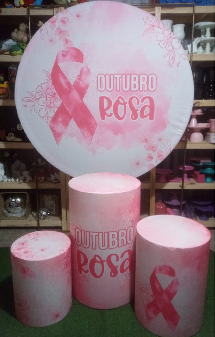 Kit Sublimado Outubro Rosa Redondo - RM Festas