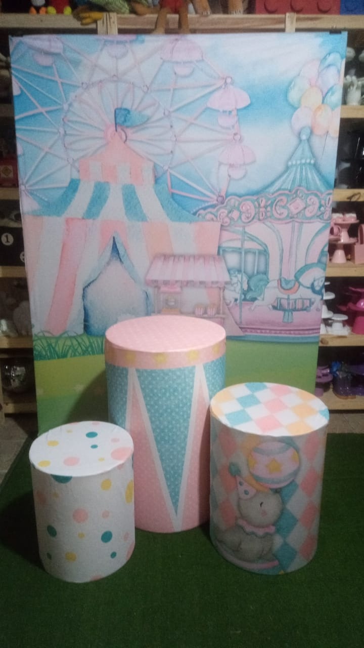 Kit Sublimado Circo Menina Painel Lateral - RM Festas