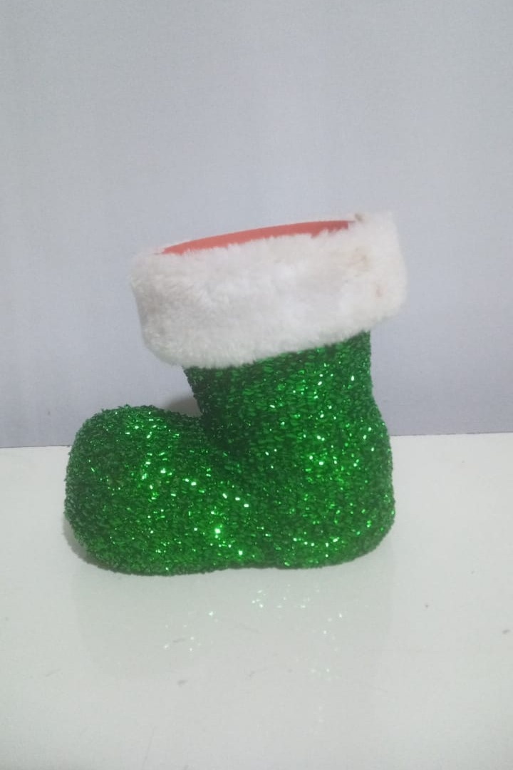 Bota de Papai Noel Verde Brilhante - RM Festas