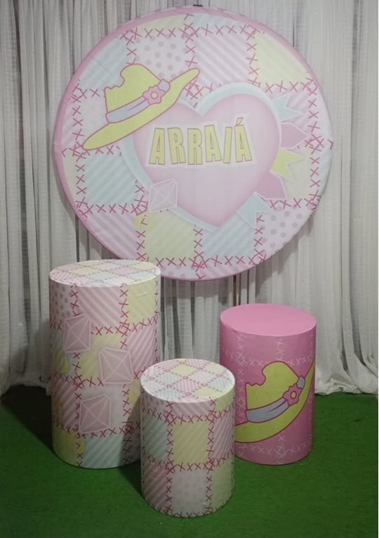 Kit Sublimado Arraiá Chapéu Rosa/Redondo Junino - RM Festas