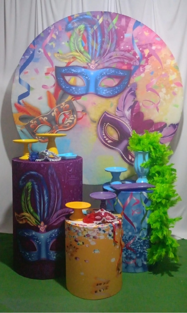 Kit Sublimado Carnaval Máscaras Painel Redondo Pegue E Monte - RM Festas