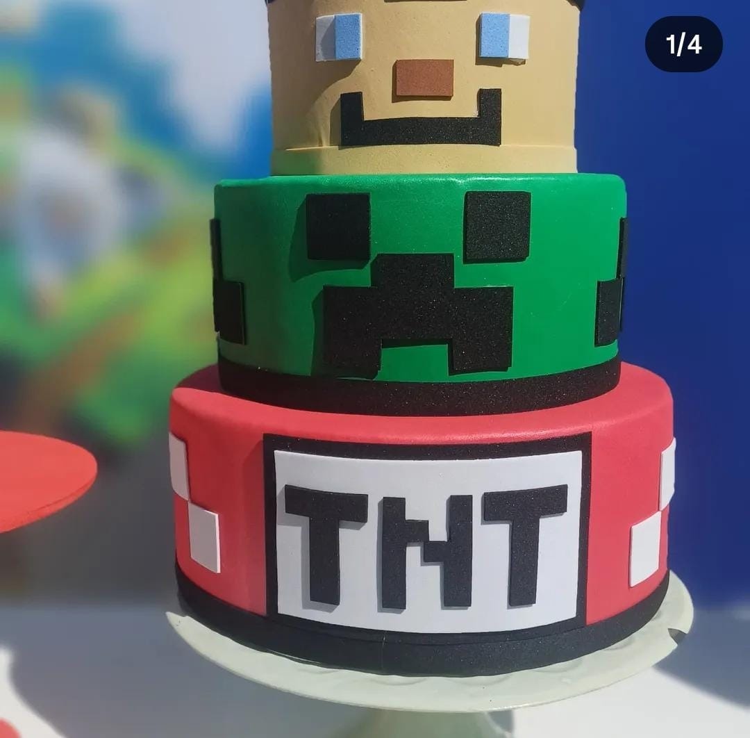 Bolo. Cenográfico Minecraft  - Vanessa Alexandra Conrado 