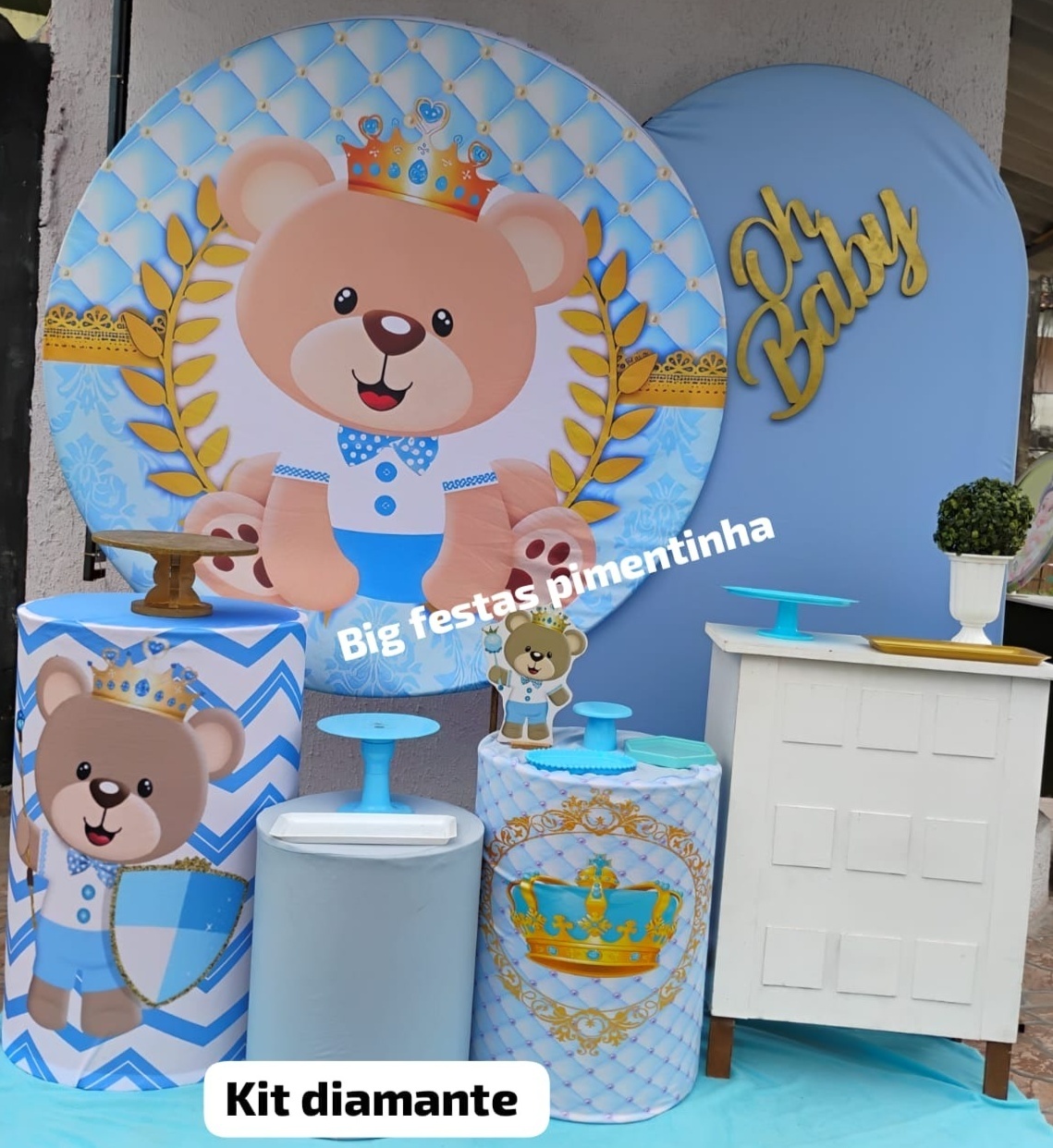 Kit Diamante Ursinho Principe Claro - big festas pimentinha
