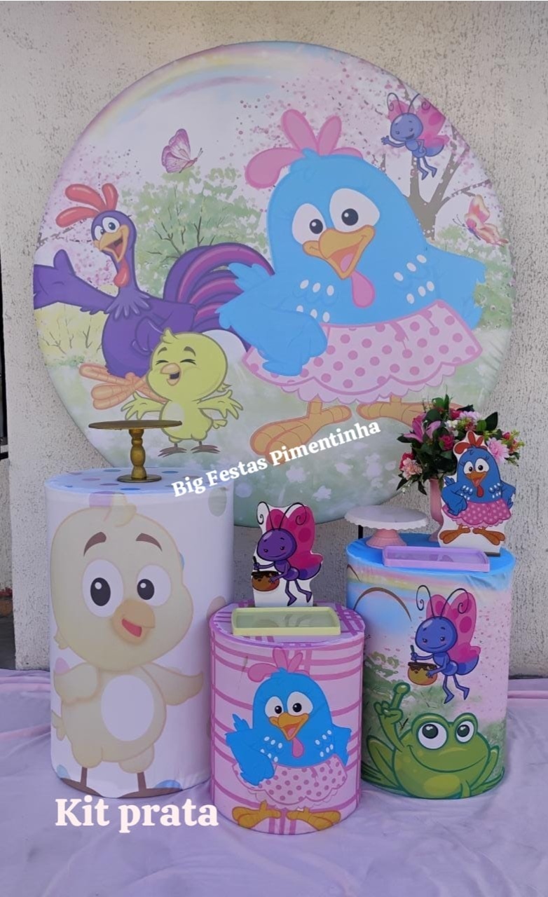 Kit Prata Galinha Pintadinha Rosa - big festas pimentinha