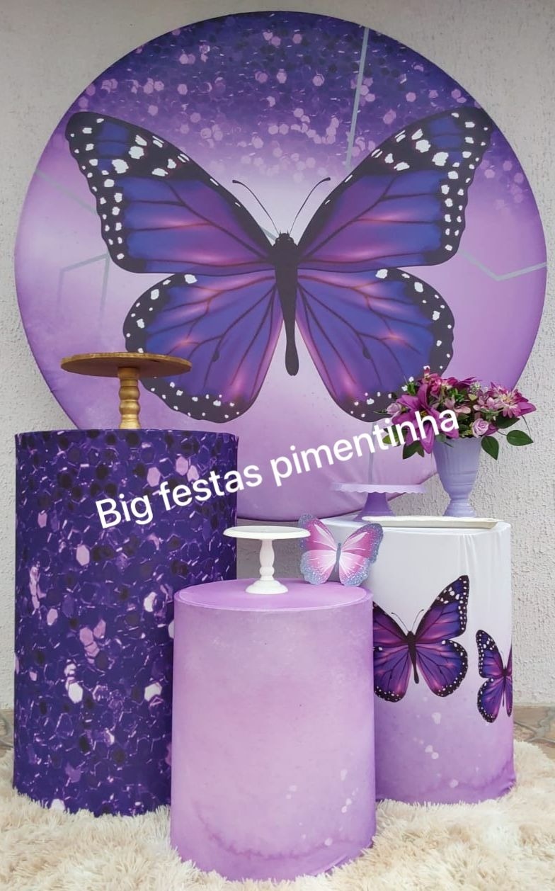 Kit Prata Borboleta Roxa - big festas pimentinha