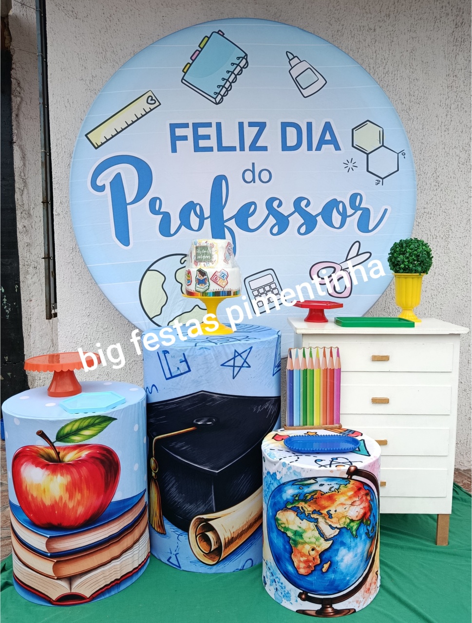 Kit Ouro Feliz Dia dos Professores Azul - big festas pimentinha