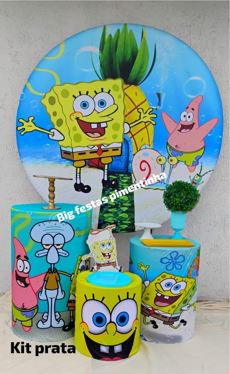 Kit Prata Bob Esponja  - big festas pimentinha