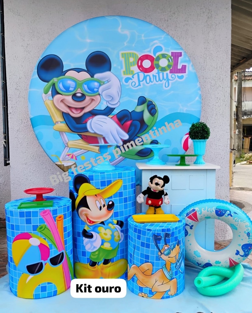 Kit Ouro Pool Party Mickey - big festas pimentinha