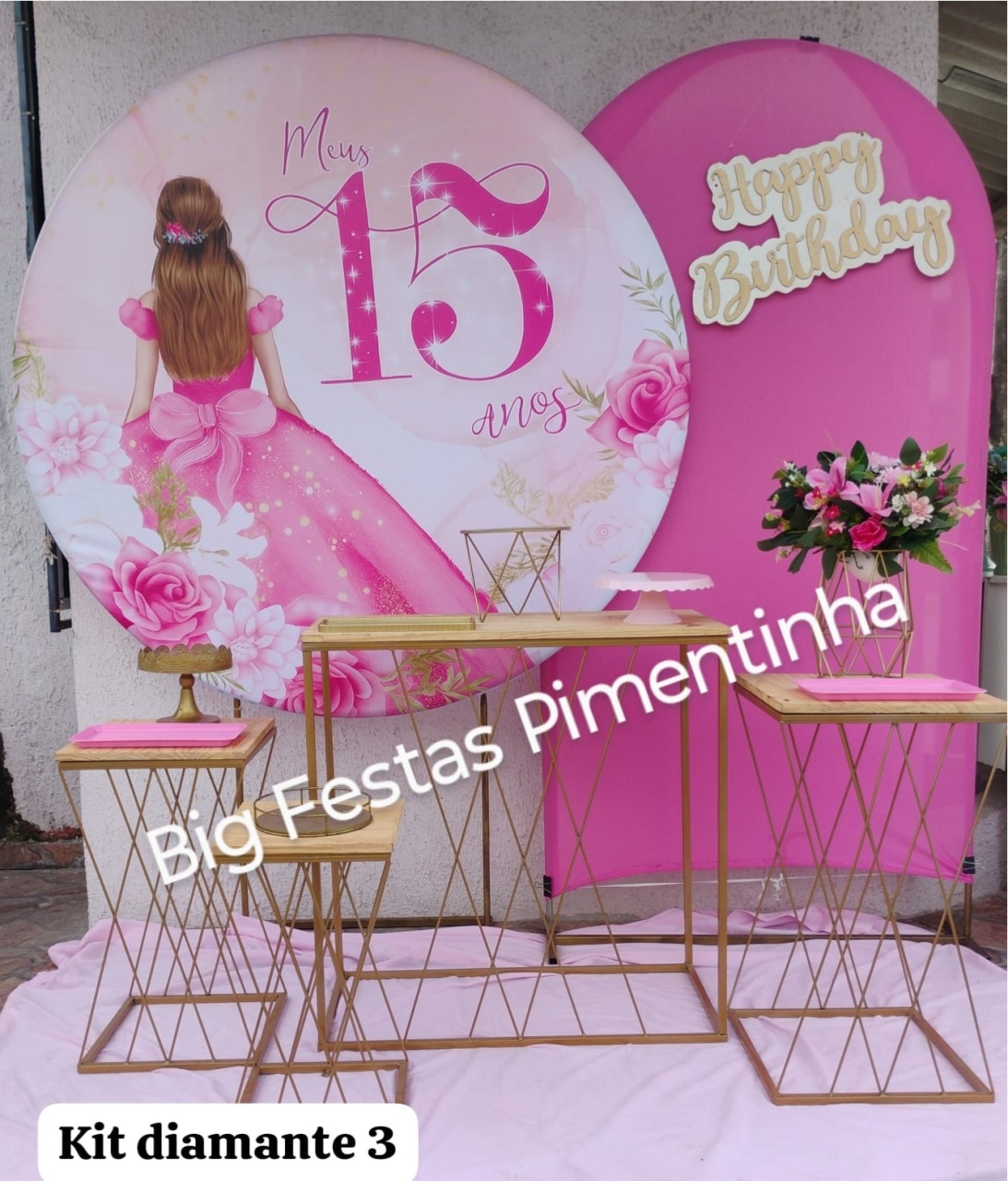 Kit Composição 15 Anos Rosa - big festas pimentinha