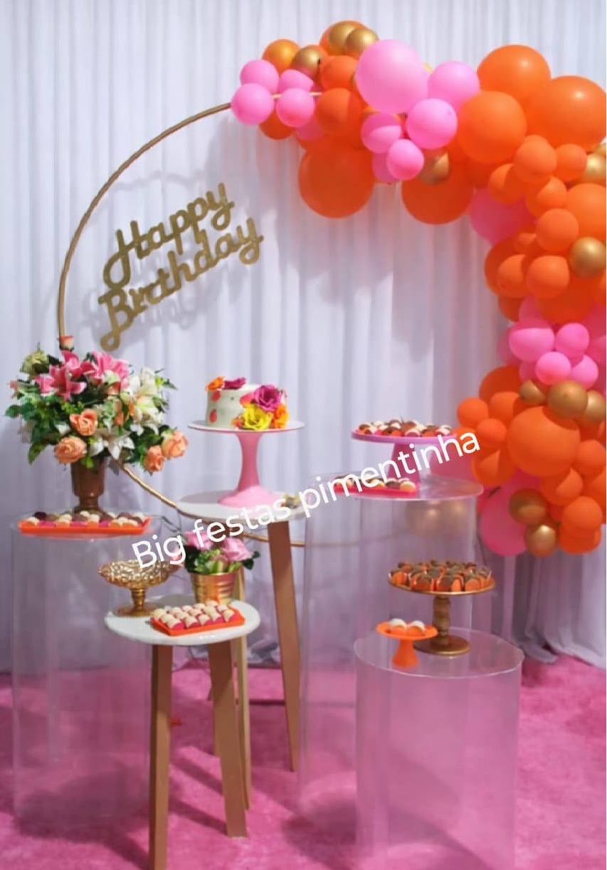 Decoração Laranja E Rosa - big festas pimentinha