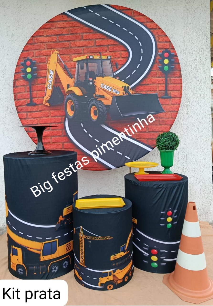 Kit Prata Retro Escavadeira - big festas pimentinha