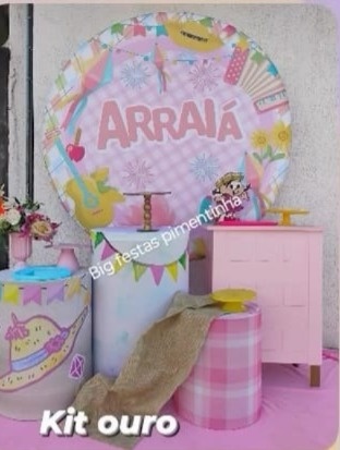 Kit Ouro Arraia Rosa - big festas pimentinha