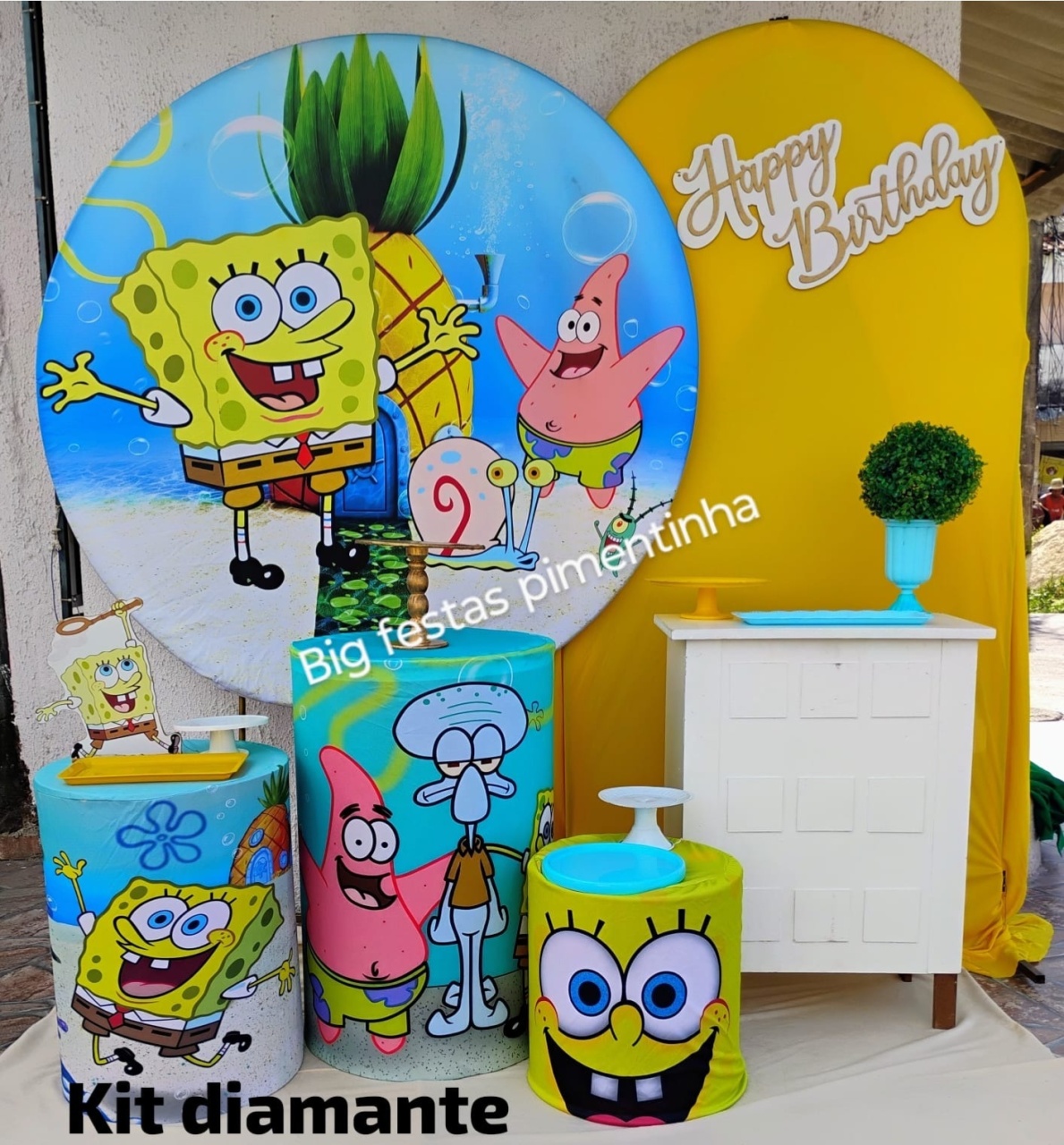 Kit Diamante Bob Esponja  - big festas pimentinha