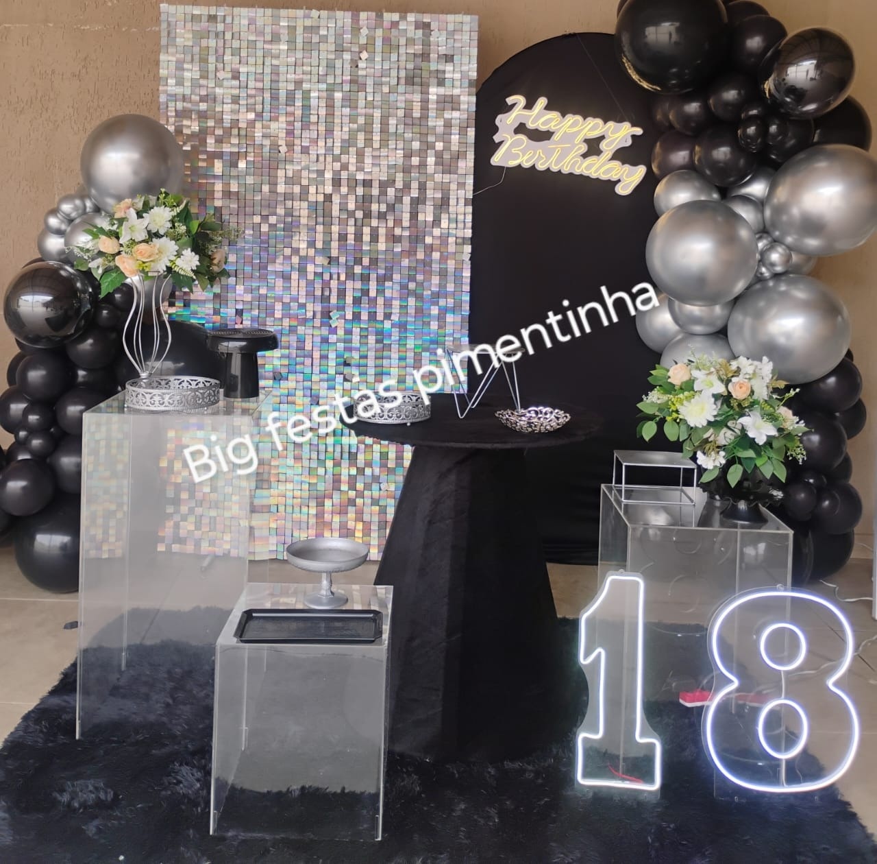 Decoração Preto E Prata - big festas pimentinha
