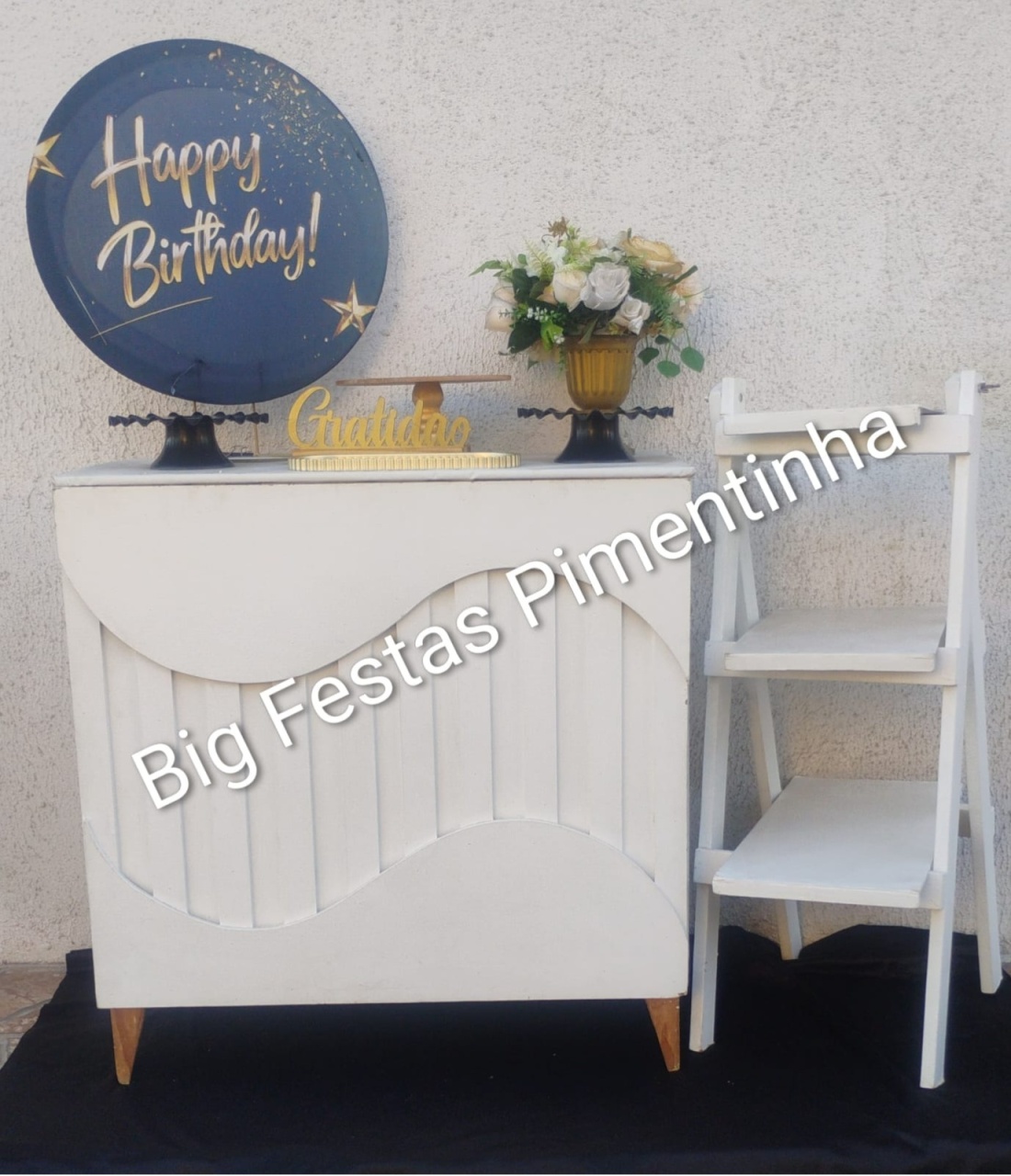 Kit Acessório Happy Preto E Dourado - big festas pimentinha