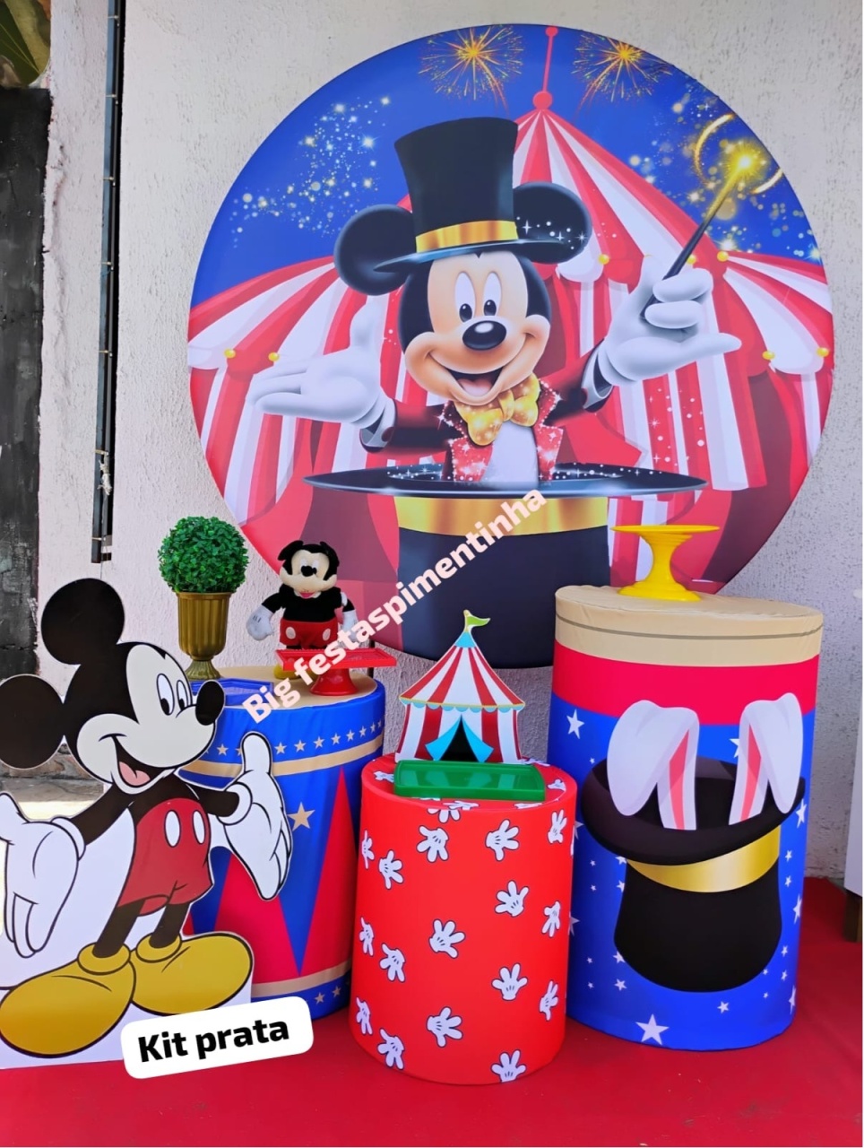 Kit Prata Mickey Circo - big festas pimentinha